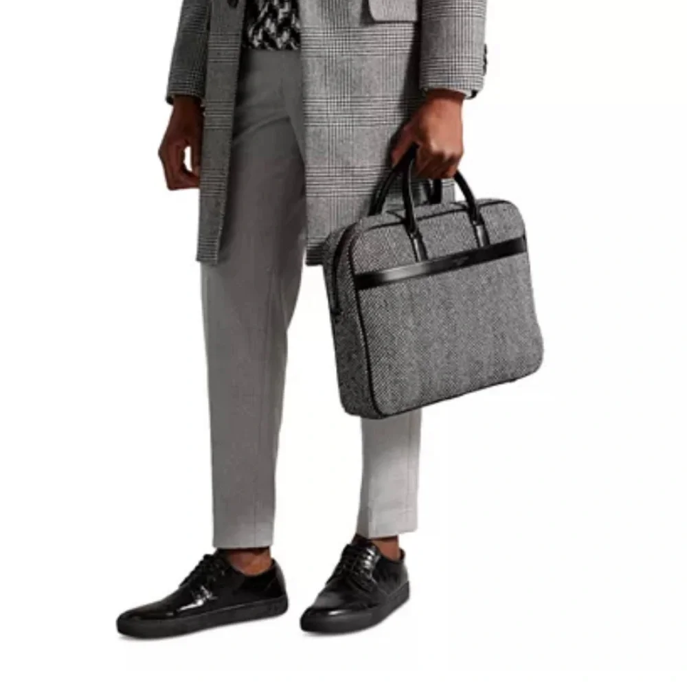 Ted Baker Andreaz Herringbone Document Bag - Black - NWT